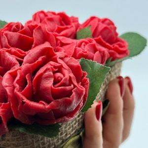 Bouquet soap red rose Bouquet roses Handmade flowers Gift girlfriend soap Rose petals Natural soap