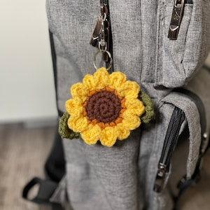 Handmade Crocheted Sunflower Keychain