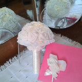 Wedding Bouquet,Ivory Bridal Understudy Bouquet,Wool and satin flowers, Brooch Bouquet, Buttonhole Flower, Vintage style, Ready to ship,