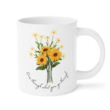 grow through what you go through mug, sunflower Mug, sunflower Bouquet, Floral Coffee Mug, Botanical Coffee Cup, floral bouquet mug