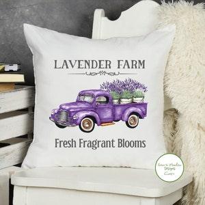 Purple Lavender Pickup Truck Pillow Cover/Summer Decor/Personalized Pillow Cushion/Lavender Farm