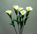 5 Miniature White Clay Calla Lily Flower Bunch 1:12 Dollhouse Living Room Decor