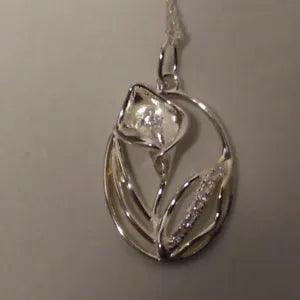 Avon Sterling Silver Calla Lily Necklace - Brand New