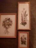 Set Of 3 Framed Dried Flowers Wall Hangings-Handmade