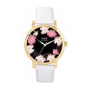 Toff London TLWS-37069 Ladies Pink Carnations Flower Watch