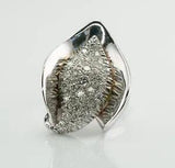 Calla Lily Diamond Ring Flower 14K White Gold Cocktail 1.12cts