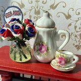 1:12 scale Queen Elizabeth??s Platinum Jubilee roses  miniatures dolls house accessory vase floral bouquet pretty  flowers floral bouquet