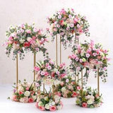 Centerpieces floral silk artificial flower hemisphere,wedding stage background decoration metal iron geometric arch stand,square stand set