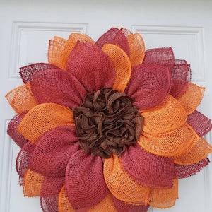 Sunflower, multi colored flower, flower hanger, flower wreath, flower door hanger