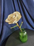White Lacquer Dipped Silver Trimmed Real Rose Will Never Wilt, Dry Up Or Wither.