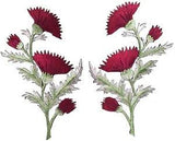 #5094R Thistle - Carnation Spray - Red Flower Embroidery Appliqu??? Patch /Pair