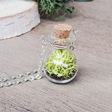 Terrarium Necklace, Nature Jewelry, Moss Necklace, Plant Jewelry for Women, Valentines Day Unique Gifts Idea, Small Green Moss Necklace