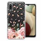 For Samsung Galaxy A02 Classy Peach Peony Rose Flowers Leopard Case