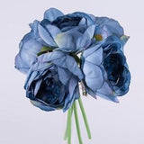 Navy Blue Peonies Bouquet, Artificial Blue Mint Peonies, Fabric Blue Peonies, Navy Blue wedding decor, Blue Silk Peonies
