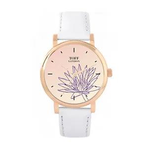 Toff London TLWS-17574 Ladies Purple Water Lilies Flower Watch