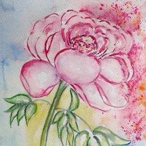 peonies watercolor painting flower decor  bouquet wall art gift for mother