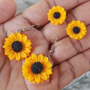 Sunflower Earrings, Hypoallergenic Titanium Studs, Holiday Gifts, Handmade Jewelry Gift, Acrylic Stainless Steel Studs New Years SALE
