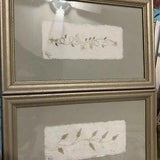 2 Vintage Handmade Framed Pressed Dried Flowers Handmade Paper Decor Signed