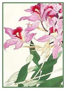 Japanese Botanical Tanigami Asian Lily  Count Cross Stitch Chart Pattern