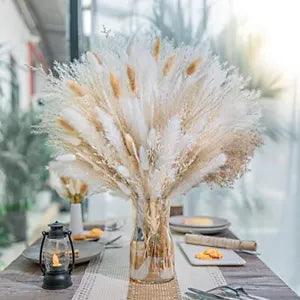 95 PCS Natural Pampas Grass Decor Bouquet | Boho Dried Floral Arrangement