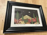 VTG Moon Over Mount Lassen Handmade Wall Art Dried Leaves 8.5???X6.5??? OOAK Signed