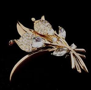 Napier Brooch Gold Plated Calla Lily Lilies Pave Rhinestones