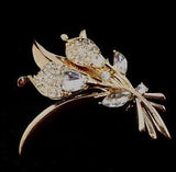 Napier Brooch Gold Plated Calla Lily Lilies Pave Rhinestones