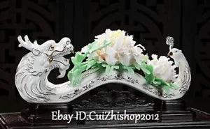 13" Dehua Colour Porcelain Fengshui Peony Flower Dragon Head Wishful Ruyi Ru Yi