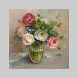 Roses, Peonies, Flowers Oil painting on canvas, Wall art, roses bouquet, Made to order