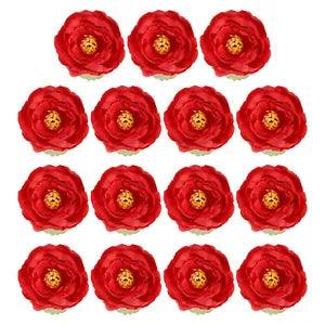 15Pcs Artificial Flower Head Fake Flowers Heads Bulk Silk Peony Heads Red
