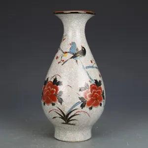9.3" Collect Chinese Porcelain Plum Blossom Tree Peony Animal Bird Flower Vase