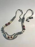 NWT Bijoux G Fiaschi Made in Italy Blue Clay? Bead Statement Necklace Lilies
