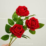 Set of 3 - Artificial Rose Stem | Artificial Flower | DIY Floral | Wedding/Home Decoration | Gifts - Red (Set of 3)