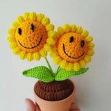 Crochet Sunflower, Smile Face Sunflower Ornaments,Sunflower, Flower Home Decor, Sunflower potted, housewarming decor,Valentine's day gift