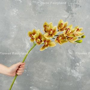 29" 10 Heads Cymbidium Hybrid Orchid Stem | High Quality Artificial Flower | DIY Floral | Wedding/Home Decoration | Gifts - Multi-color