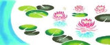 Miyamoto-towel Kanema Chusen dyein Tenugui / Water lilies 36cm??90cm from Japan