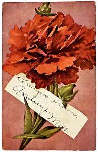 Antique Postcard 1907-1912 Red Carnation GREETINGS FROM ANDING MISSISSIPPI