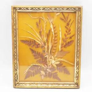Framed Dried Flowers Plants Wood Frame