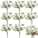 8 Bundles Fake Flowers Artificial Peonies Realistic Flowers with Stems White