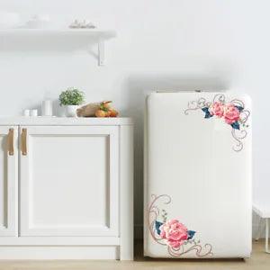 DIY Peony Rose Flowers Art Wall Toilet Sticker Home Cabinet Mirror Decoration