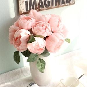 Sweet Silk Peony Bouquet, 6 Heads of Round Rose, Artificial Flower Arrangements, Faux Centerpieces, Home / Wedding Decor, Tabletop, Gift
