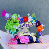 Disneys tangled crochet boquet| handmade rapunzul - pascal| roses, sundrop flower, lanterns| anniversary gift|