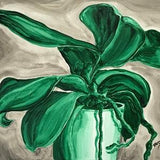 Green Orchid Plant With Grey Background Fine Art Print
