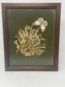 Wall Art Decor Dried Pressed Flowers Framed Picture Vintage Estate Piece