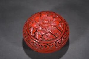 Chinese Antique Vintage Lacquerware Exquisite Peony Flower Jewelry Box