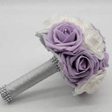 Lilac, White, and Silver Bridal Bouquet, Bridesmaid Bouquet, or Toss, Matching Boutonnieres And Corsages, Custom Colors Available