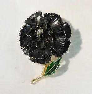 Vintage ART signed enamel carnation flower brooch pin