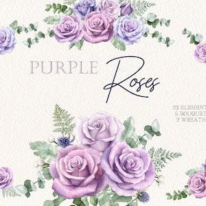 watercolor flower clipart,purple rose,Floral arrangements,flower clipart,Wedding Clipart,purple Bouquet,Floral watercolor,rose lover gift