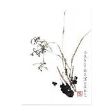 orchid flower draw japanese sumi-e chinese ink painting home office decoration wall art printed