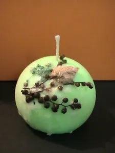 Sphere Candle - Coconut & Beeswax - Green Lime & dry flowers decor - NEW